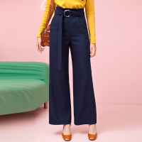 日韩时尚高束腰金属头腰带阔腿裤