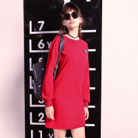 日韩时尚落肩前后绑蝴蝶结连衣裙