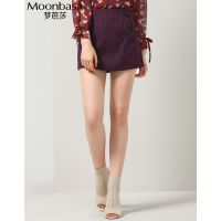 Moonbasa/梦芭莎 简约帅气格子双排纽扣装饰裙裤