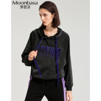 Moonbasa/梦芭莎 休闲时尚字母绣花长款圆领卫衣