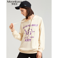 Moonbasa/梦芭莎 宽松版型前片印花连帽卫衣