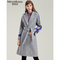 Moonbasa/梦芭莎 休闲时尚单排扣撞色边大衣