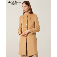 Moonbasa/梦芭莎 时尚简约小立领创意分割箱包扣直身羊毛大衣