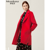 Moonbasa/梦芭莎 知性简约创意结构开衩茧型羊毛大衣