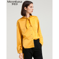 Moonbasa/梦芭莎 百搭宽松版型领部打结后背印花衬衣