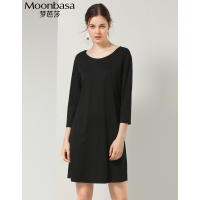 Moonbasa/梦芭莎 简约创意后背蝴蝶结装饰八分袖中长款连衣裙