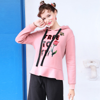 日韩字母印花蜜蜂章仔下摆波浪设计卫衣