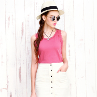 日韩甜美精致蕾丝花边装饰百搭针织背心