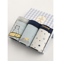 红豆居家儿童内裤男童中大童宝宝三条礼盒装三角平角短裤灰色系