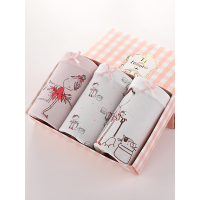 红豆居家儿童内裤女童中大童宝宝三条礼盒装三角短裤白色系