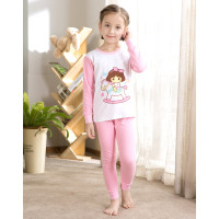 红豆居家(Hodohome)秋冬季女童B类全棉中大童内衣系列女孩卡通秋衣秋裤套装