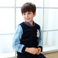 红豆居家(Hodohome)2018年秋季中大童家居服套装男童B类聚酯纤维法兰绒棒球亲子家居服套装