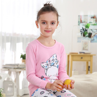 红豆居家(Hodohome)2018年秋季中大童内衣系列女童B类全棉印花猫咪秋衣秋裤套装