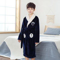红豆居家(Hodohome)中大童家居服套装2018年秋季男童女童B类法兰绒睡袍儿童加厚款居家浴袍