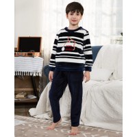 红豆居家(Hodohome)中大童家居服套装男童女童B类聚酯纤维保暖睡衣套装