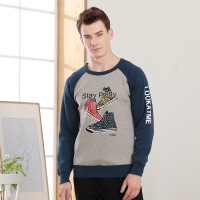 红豆居家(Hodohome)新款2018年冬季中大童内衣系列男青少年B类加绒加厚保暖内衣印花打底卫衣单件