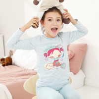 红豆居家(Hodohome)中大童内衣系列女童B类棉氨红豆绒圆领条纹保暖内衣套装