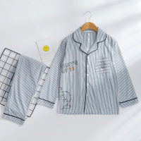 红豆居家(Hodohome)春夏儿童家居服套装男童女童全棉B类长袖条纹儿童家居服