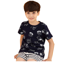 红豆居家(Hodohome)春夏男童全棉时尚印花短袖套装儿童家居服套装
