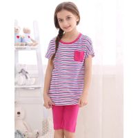 红豆居家(Hodohome)春夏儿童家居服套装女童针织休闲短袖睡衣