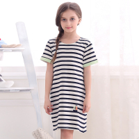 红豆居家(Hodohome)儿童家居裙女童全棉休闲亲子条纹裙连衣裙