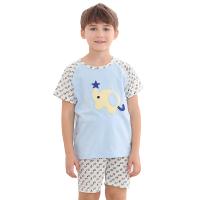 红豆居家(Hodohome)春夏儿童家居服套装男童全棉休闲卡通针织短袖套装