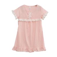红豆居家(Hodohome)儿童家居裙女童全棉家居服睡衣短袖连衣裙