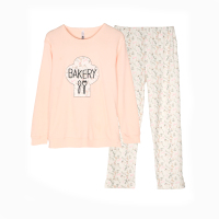 红豆居家(Hodohome)儿童家居服套装女童全棉卡通印花长袖睡衣套装