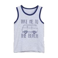 红豆居家(Hodohome)四季男童棉氨圆领卡通印花背心儿童薄款弹力打底T恤