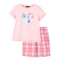 红豆居家(Hodohome)儿童家居服套装女童短袖休闲运动可外穿睡衣套装