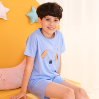 红豆居家(Hodohome)夏季男童棉质小恐龙印花短袖套装运动休闲儿童家居服套装