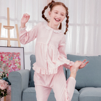 红豆居家春夏女童可爱长袖家居服套装中大童学生睡衣套装空调服简约居家