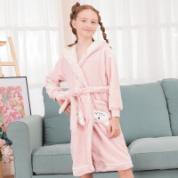 红豆居家2019新款秋冬季女童法兰绒睡袍女孩加厚加绒浴袍家居服睡袍