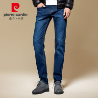 皮尔卡丹男士牛仔裤2018秋季新款男装中青年修身中腰直筒四季长裤 203582-4
