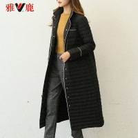 yaloo/雅鹿2017新款轻薄修身中长款羽绒服轻羽绒女立领冬