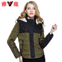 雅鹿羽绒服女短款潮 英伦风可脱卸帽加厚修身外套女冬装YO30150