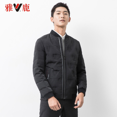 yaloo/雅鹿羽绒服男 短款冬季2018新款反季男士立领修身上衣潮