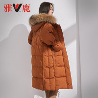 yaloo/雅鹿羽绒服女中长款2018冬季新款大毛领韩版加厚羽绒外套潮