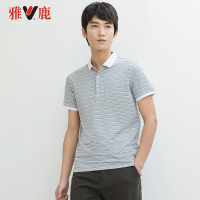 yaloo/雅鹿2019春季新款男装 男士T恤修身时尚短款衬衫短袖