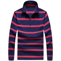 yaloo/雅鹿男士长袖T恤春秋季新款条纹上衣纯棉翻领打底衫polo衫