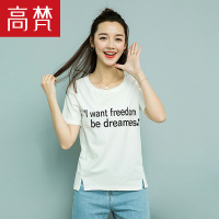 高梵(GOLDFARM)时尚百搭字母印花T恤女短袖宽松时尚学生上衣女夏