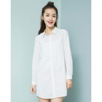 高梵女式韩版时尚长袖长款衬衫