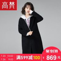 高梵(GOLDFARM)中长款毛呢外套女款休闲时尚韩版羊毛呢大衣
