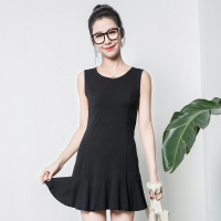 高梵时尚韩版针织无袖连衣裙女