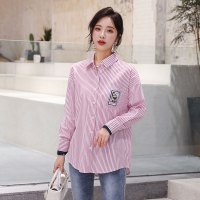 高梵(GOLDFARM)2019春装新款时尚条纹衬衫女韩版长袖衬衣很仙的上衣洋气衬衫