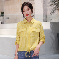 高梵(GOLDFARM)2019春夏装新款韩版宽松休闲显瘦条纹长袖衬衫