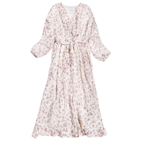 高梵(GOLDFARM)春装2019新款仙女裙中长款宽松收腰chic温柔碎花雪纺连衣裙女