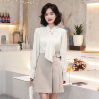 高梵(GOLDFARM)2019春夏新款女款韩版甜美系带长袖衬衫