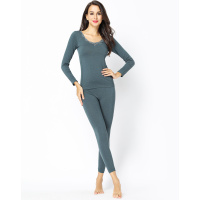 婷美茑茑水溶贴花圆领舒适微弹美体保暖套装DE7709