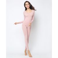 婷美经典款圆领弹力贴身显瘦本命年保暖套装QE5618